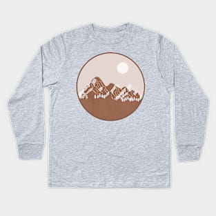 Boho Circle Shape Warm toned landscape Mounted Print Kids Long Sleeve T-Shirt